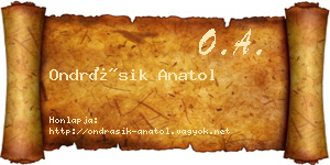 Ondrásik Anatol névjegykártya